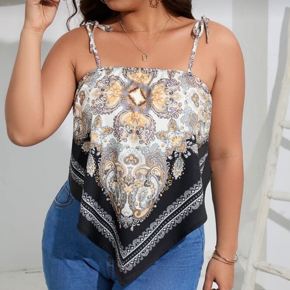 SHEIN Black and Gold Paisley Camisole